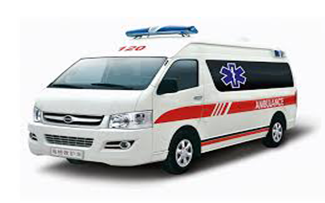 Ambulances Rental Services is represented by a white ambulance with stripes of red on the side